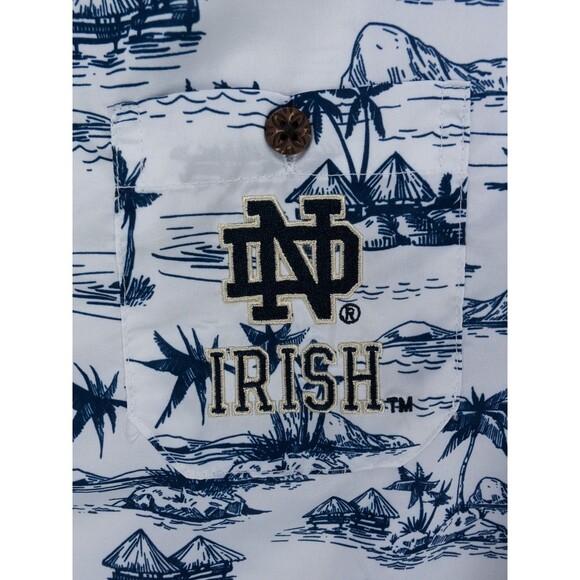 Notre Dame Fighting Irish Shirt Mens Medium White Short Sleeve Hawaiian Tropical - Picture 4 of 8